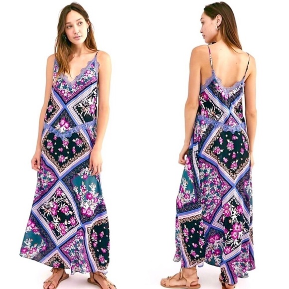 Free People Dresses & Skirts - NWT FREE PEOPLE STEVIE FLORAL LACE TRIM MAXI SLIP